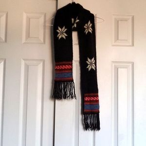 Black scarf with snowflake detailing
